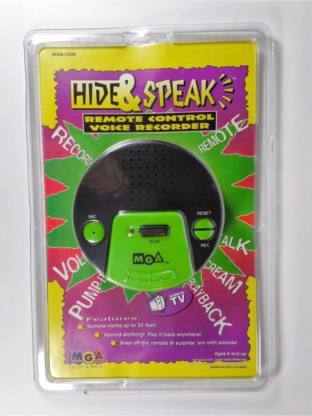 Vintage 1996 MGA Hide & Speak Remote Control Voice Recorder NEW SEALED Retro To